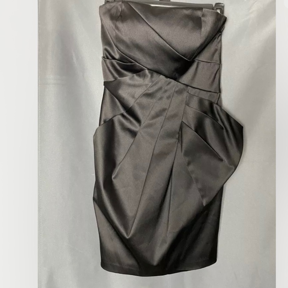 Max & Cleo Black Satin Party Dress Size 4 EUC